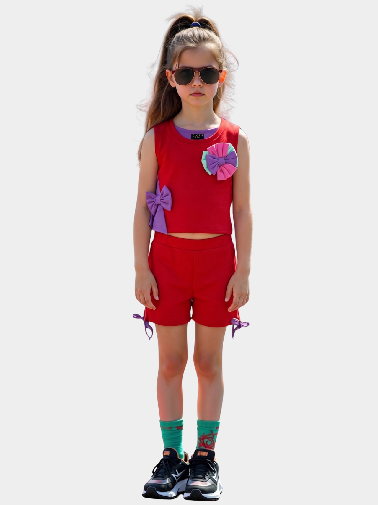 Girls Pink Ruffle Top & Shorts Set