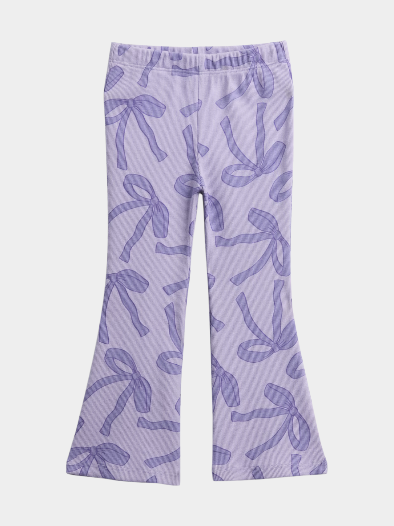 Girls Lilac Bow Print Flared Pants