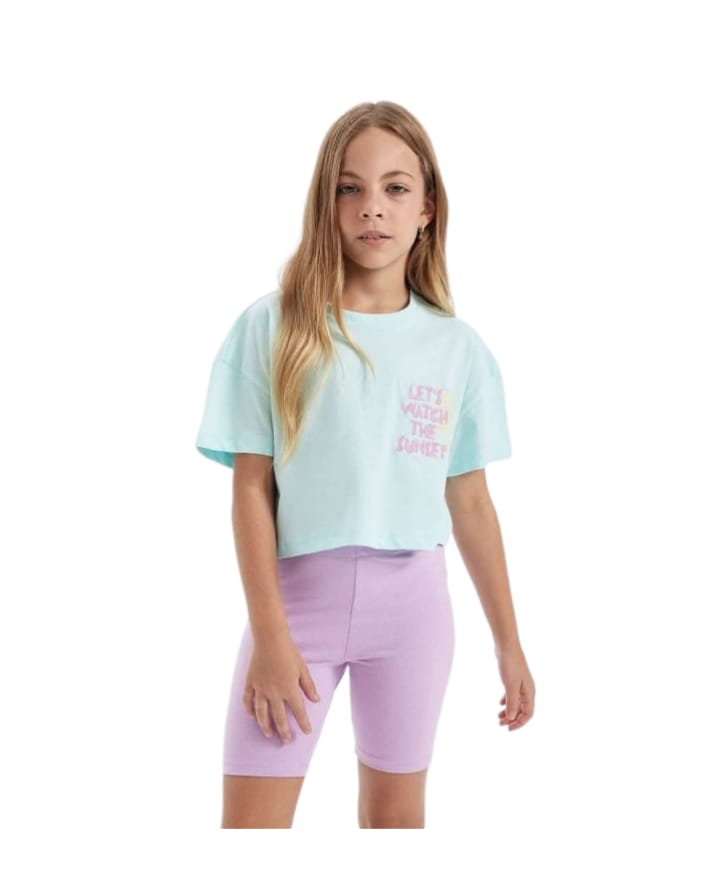 Girls Ribbed Two-Piece T-Shirt Set