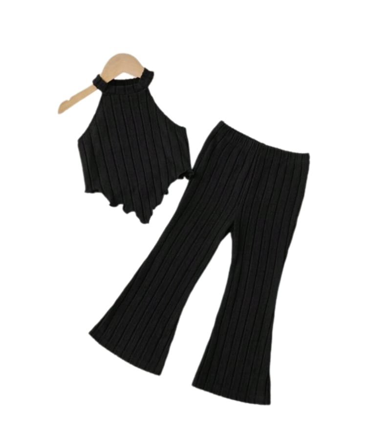 Girls Crop Top & Wide-Leg Pant Set