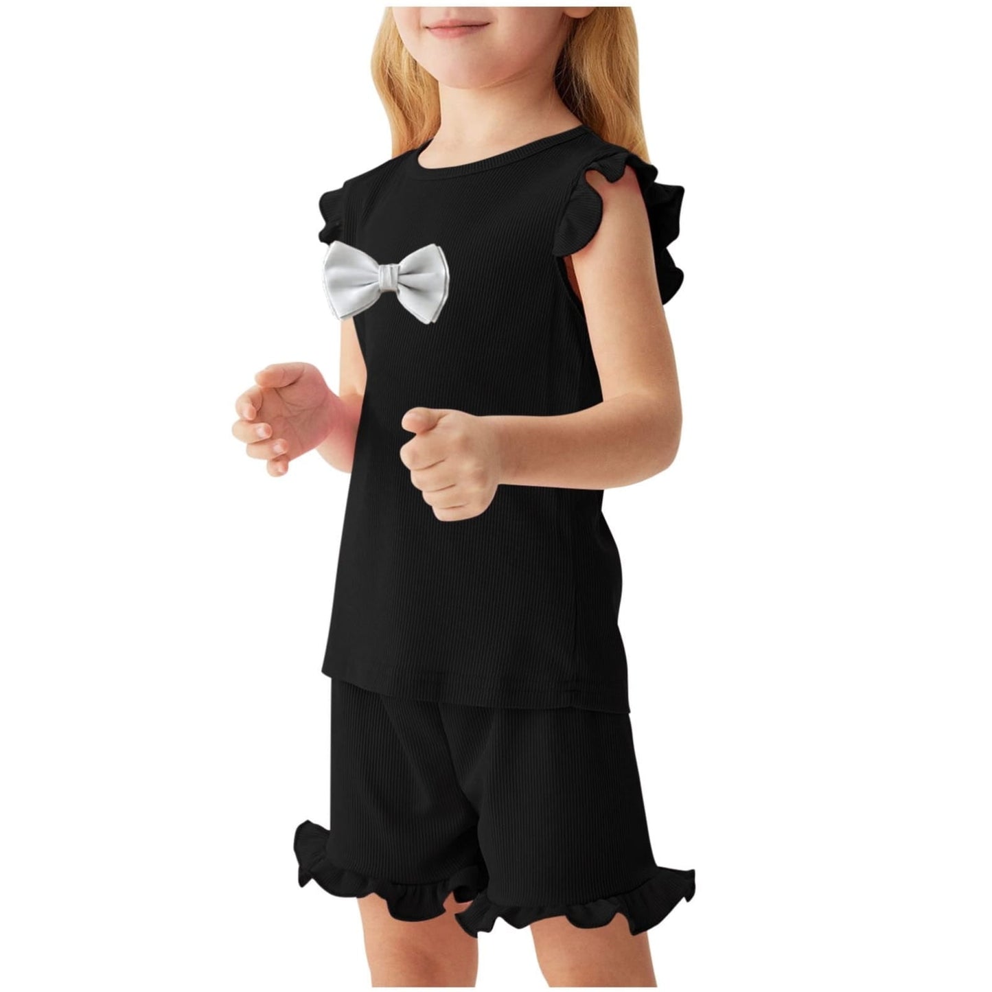 Girls Black Stylish Crop Top & Pant Set