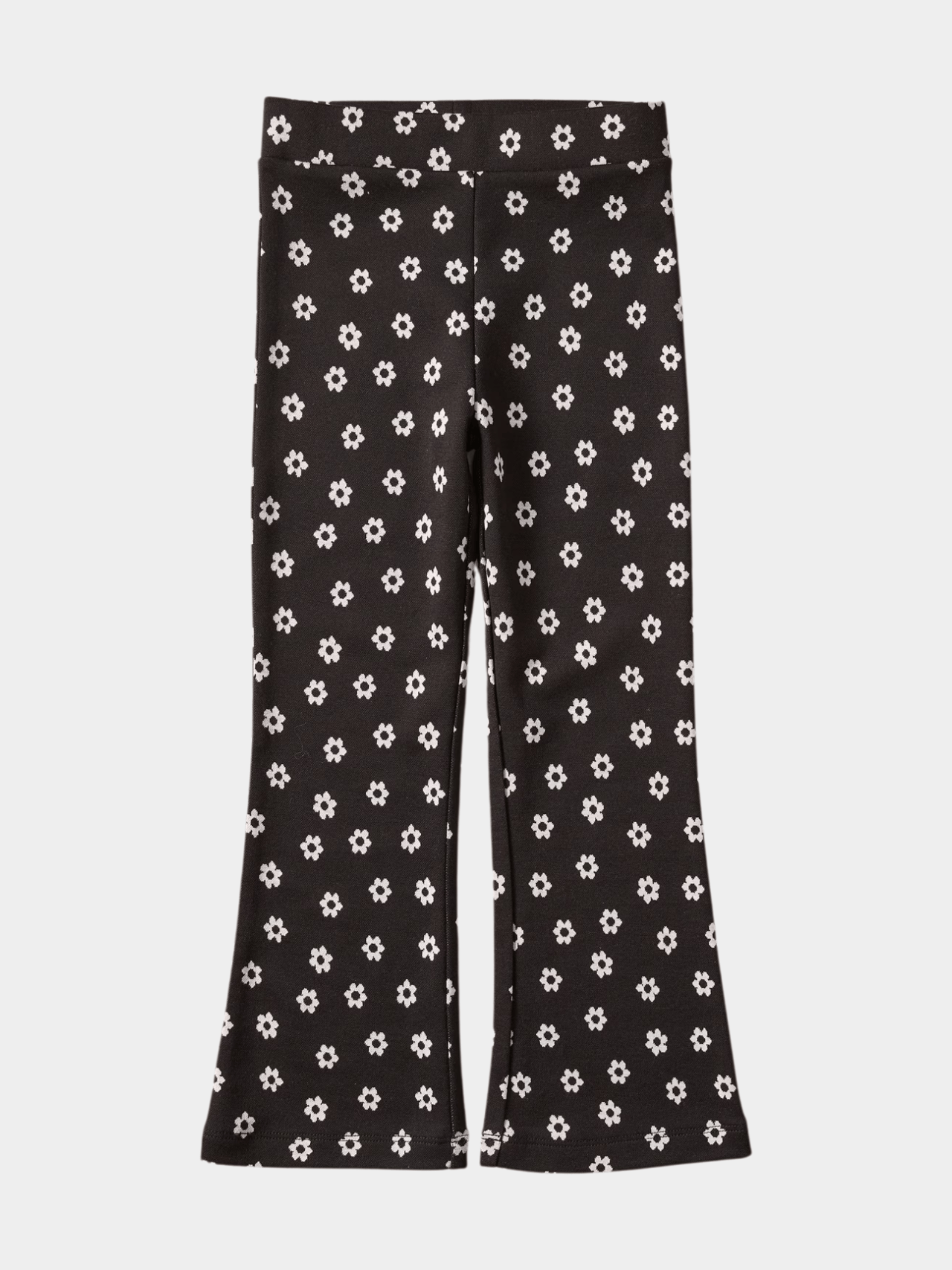 Girls' Black & White Daisy Print Flared Leggings - Childrengoods