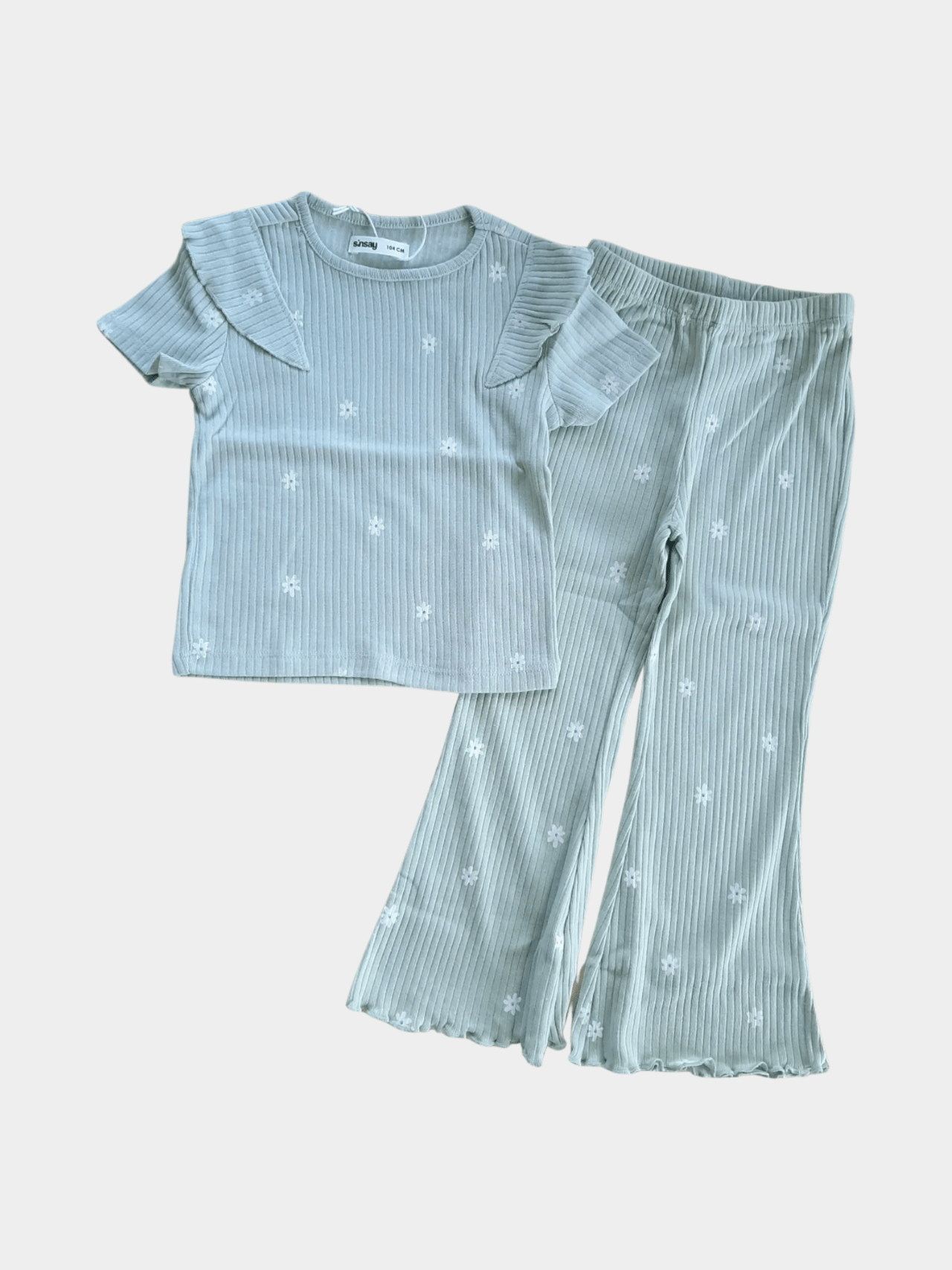 Girls' Daisy Ribbed Flare Tops And Pant Set - Childrengoods