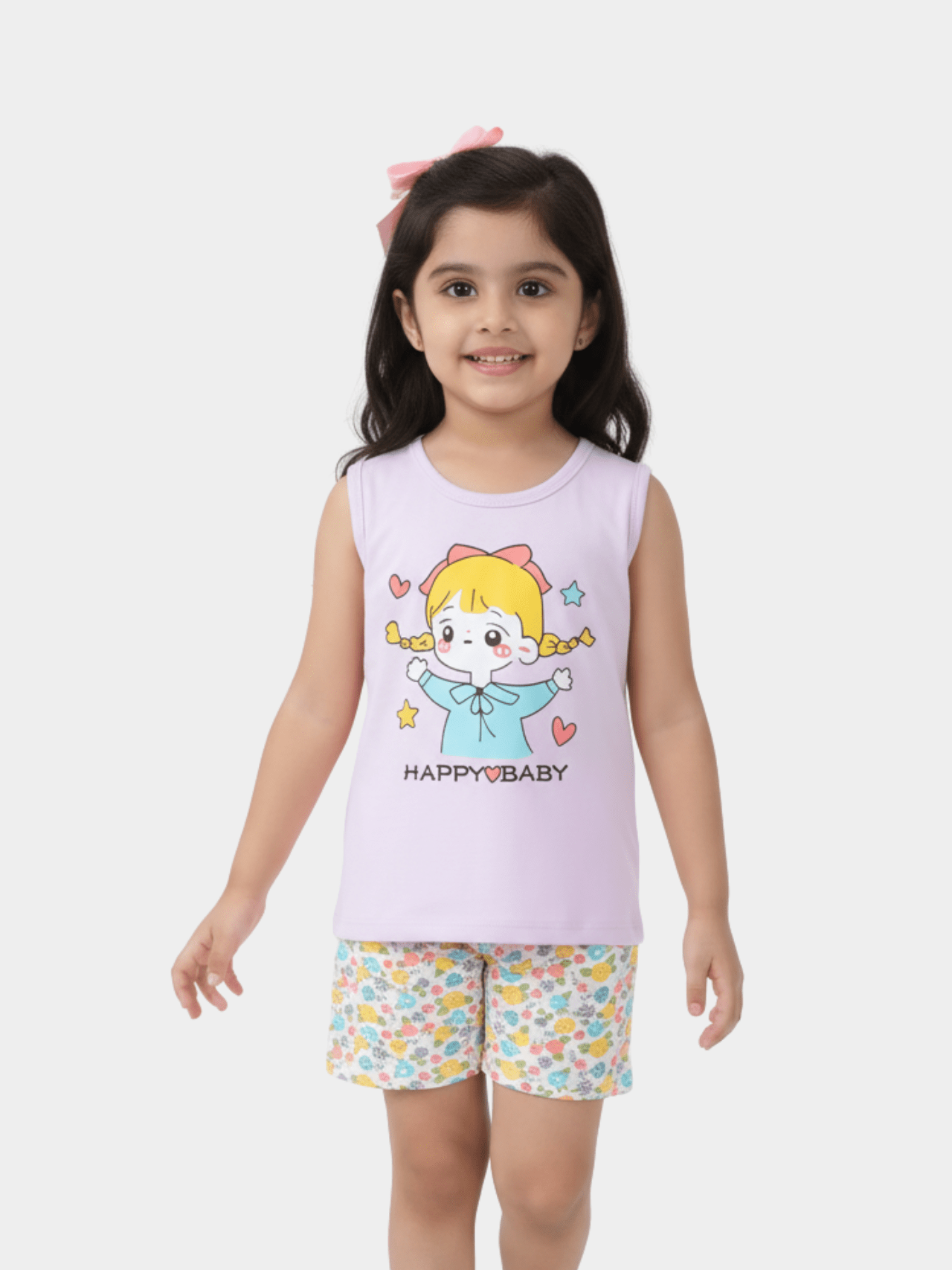 Happy Baby Printed T-shirt Set For Kids Girl (6mths - 6yrs) - Childrengoods