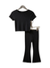Girls Ribbed Two-Piece T-Shirt Set