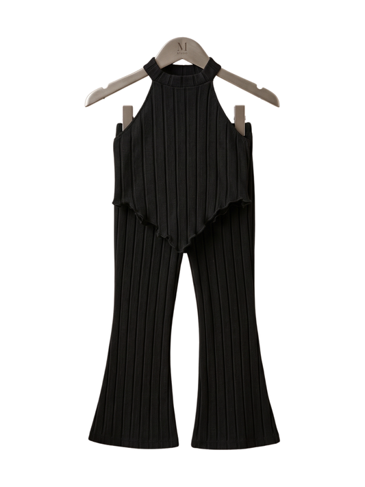 Girls Crop Top & Wide-Leg Pant Set