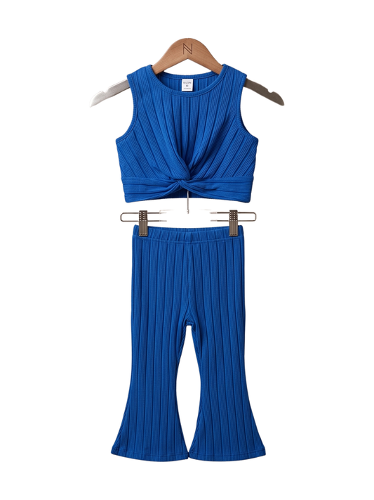 Girls Pearl Stone Crop Top & Biker Shorts Set