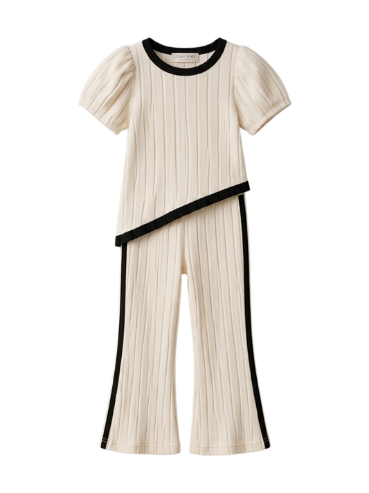 Girls Ribbed Flare Top & Pant Set