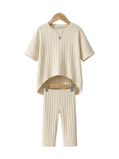 Girls Ribbed Flare Top & Pant Set