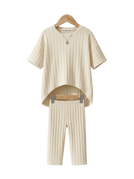 Girls Ribbed Flare Top & Pant Set