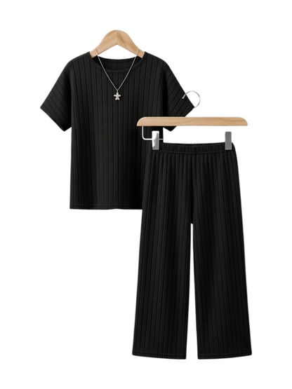 Girls Ribbed Flare Top & Pant Set