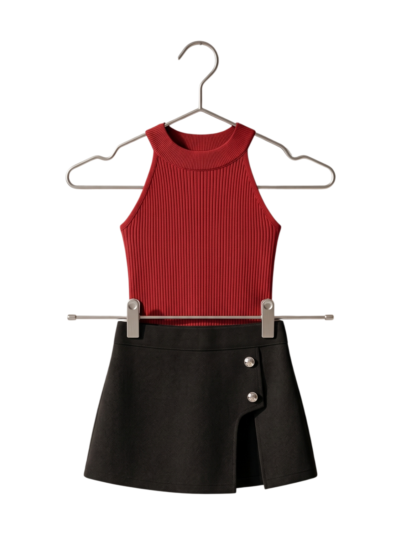 Girls Crop Top & Black Biker Skirt Outfit