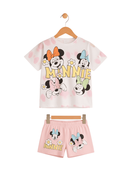 2pcs Minnie Mouse Drop Shoulder T-shirt Set For Kid Girl (6mths - 6yrs) - Childrengoods