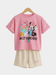2pcs Minnie Mouse Drop Shoulder T-shirt Set For Kid Girl (6mths - 6yrs) - Childrengoods