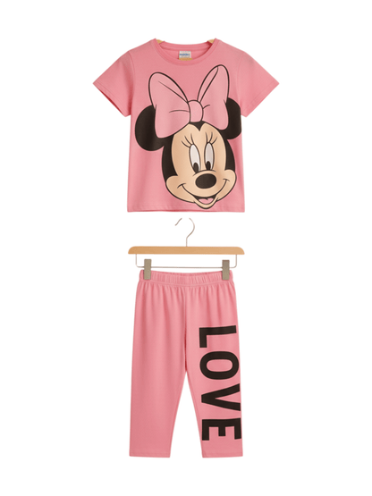 2pcs Minnie Mouse Drop Shoulder T-shirt Set For Kid Girl (6mths - 6yrs) - Childrengoods