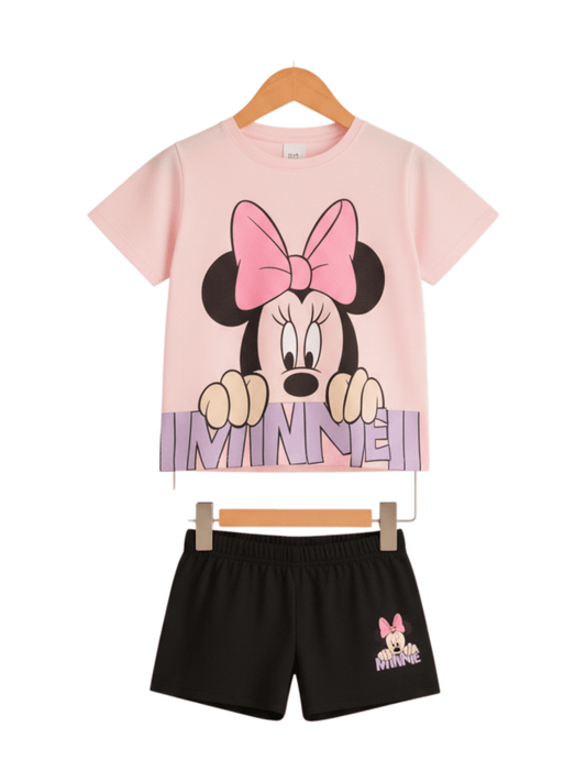 2pcs Minnie Mouse Drop Shoulder T-shirt Set For Kid Girl (6mths - 6yrs) - Childrengoods