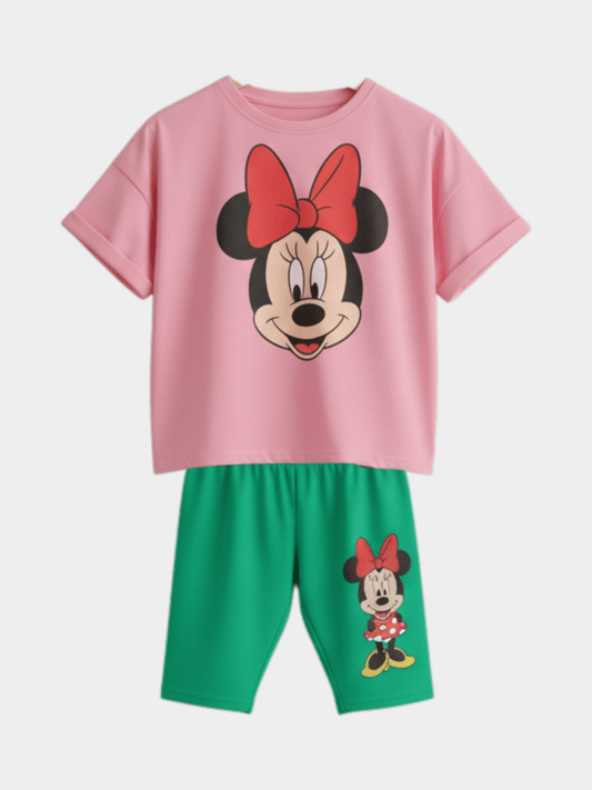 2pcs Minnie Mouse Drop Shoulder T-shirt Set For Kid Girl (6mths - 6yrs) - Childrengoods