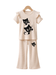 Girls Cat Print Ribbed Flare Top & Pant Set