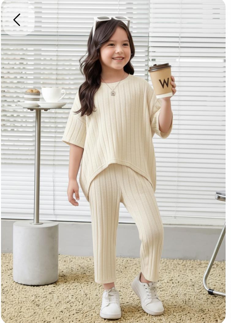 Girls Ribbed Flare Top & Pant Set