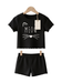 Kids Meow Print T-Shirt & Shorts Set