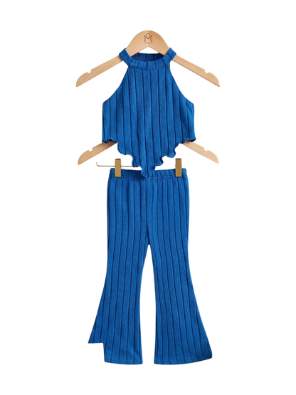 Girls Oversized Tee & Blue Biker Shorts Set