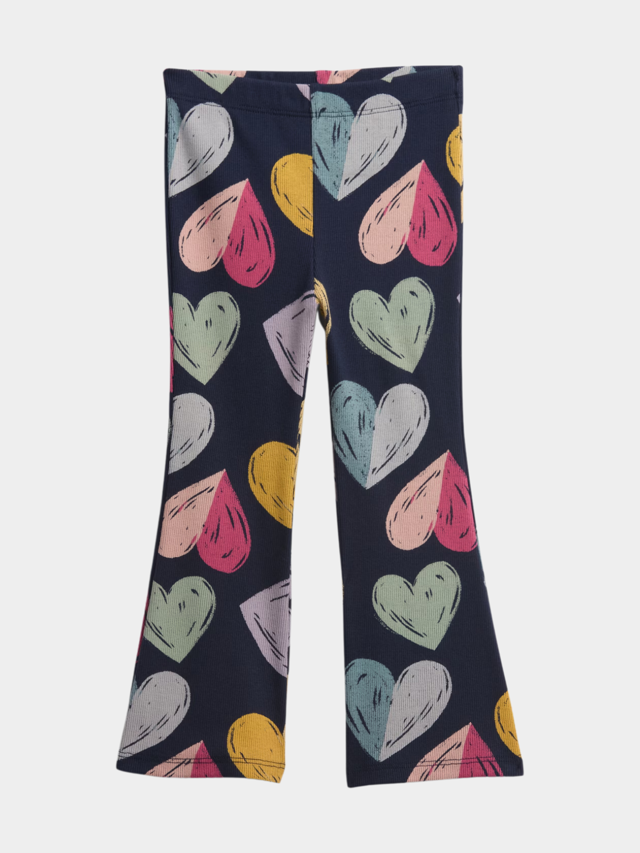 Girls Heart Print Flared Pants
