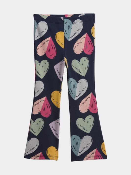 Girls' Heart Print Flared Pants