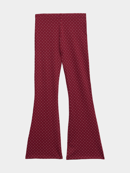 Girls Burgundy Polka Dot Flared Pants