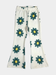 Girls Green Daisy Ribbed Flared Pants
