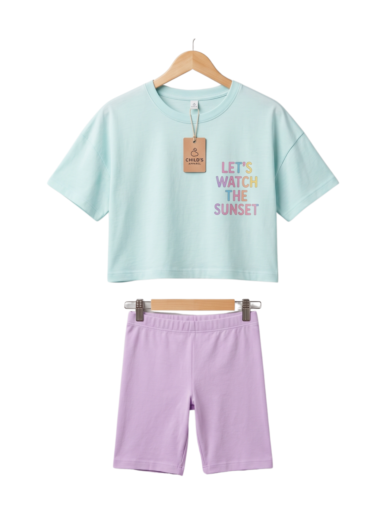 Girls Ribbed Two-Piece T-Shirt Set