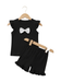 Girls Black Stylish Crop Top & Pant Set