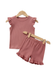 Girls Vintage Rose Ribbed Top & Pant Set