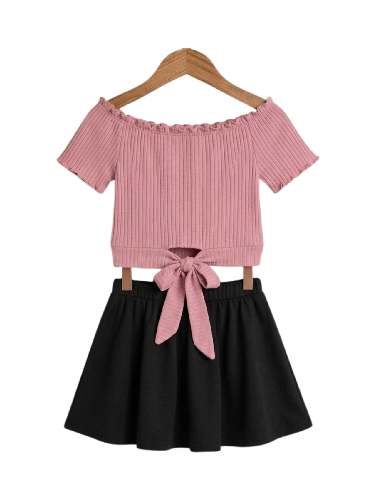 Girls Ribbed Flare Top & Scratch Pant Set