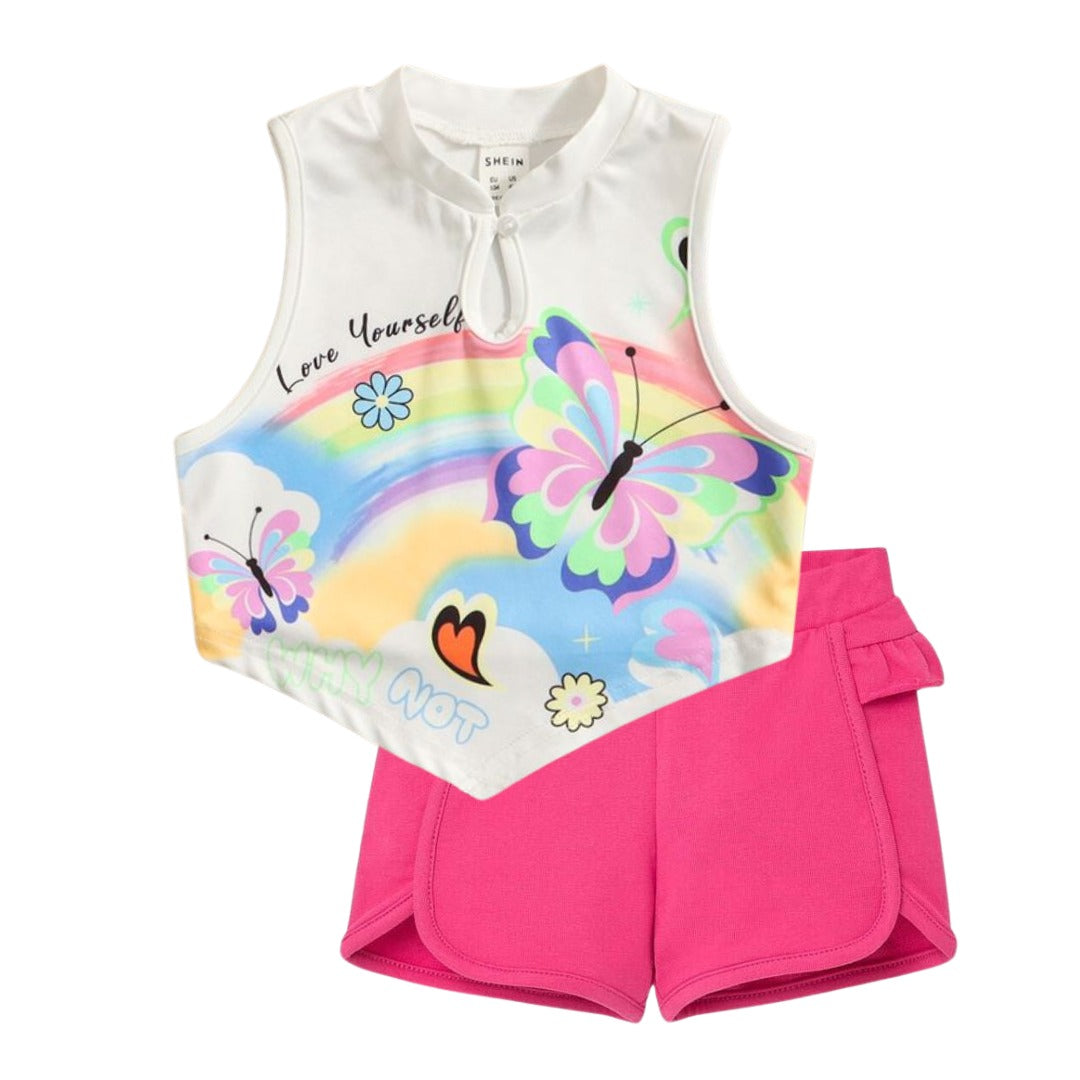 Girls Stylish Top & Swim Shorts Set