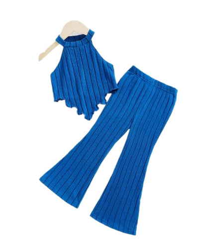Girls Oversized Tee & Blue Biker Shorts Set
