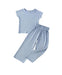 Girls Daisy Ribbed Flare Top & Pant Set