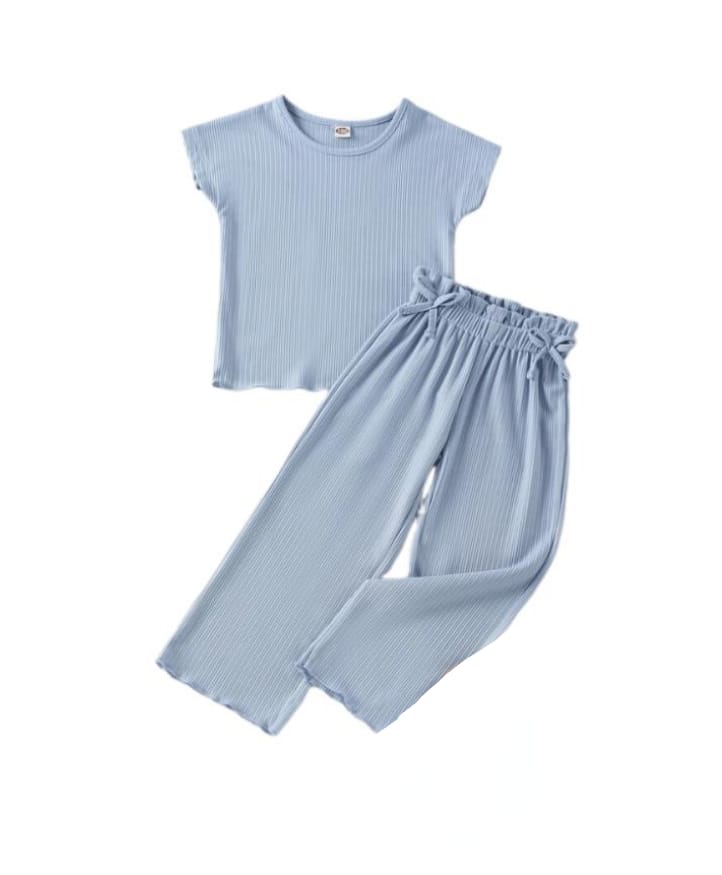 Girls Daisy Ribbed Flare Top & Pant Set