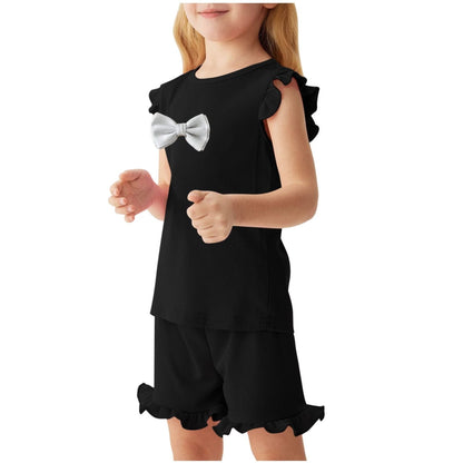 Girls Black Stylish Crop Top & Pant Set