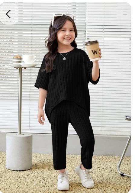 Girls Ribbed Flare Top & Pant Set