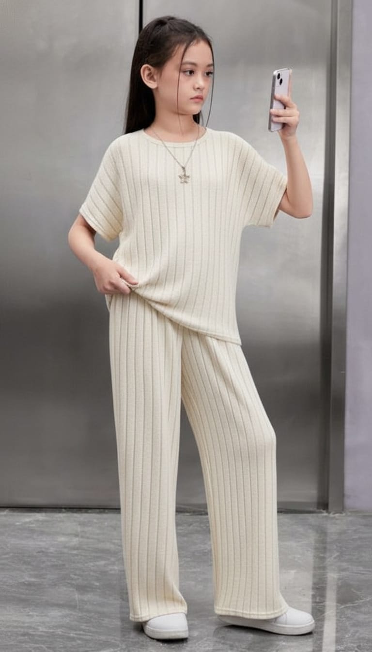 Girls Ribbed Flare Top & Pant Set