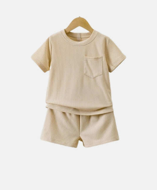 Kids chest pocket T-Shirt & Shorts Set