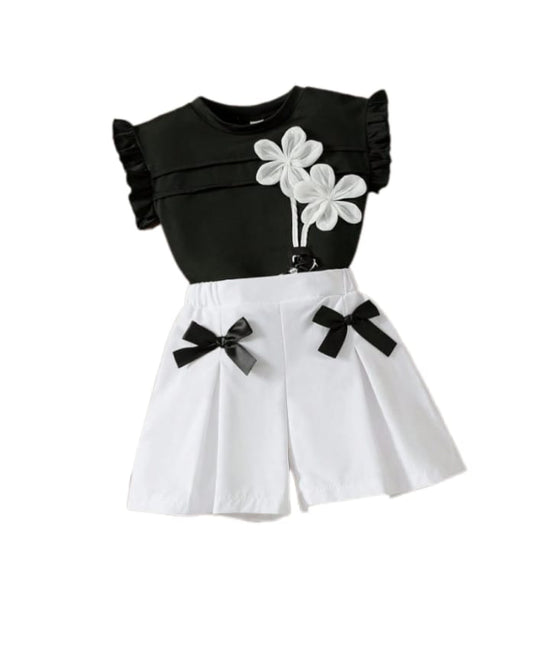 Girls black Top & white  Mini Skirt Outfit
