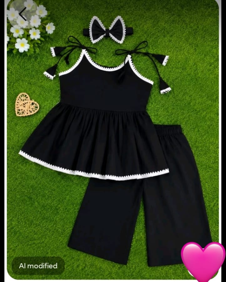 Girls  white and black  contast Top &  stylish