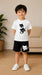Kids Cat Printed T-Shirt & Shorts Set
