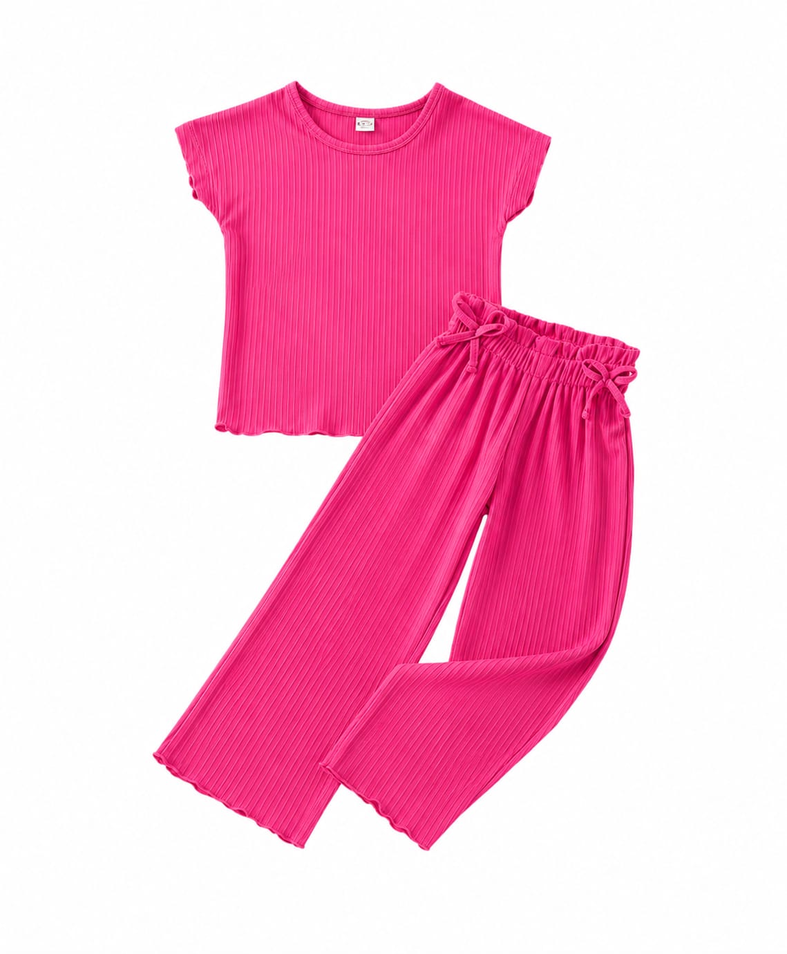 Girls Daisy Ribbed Flare Top & Pant Set