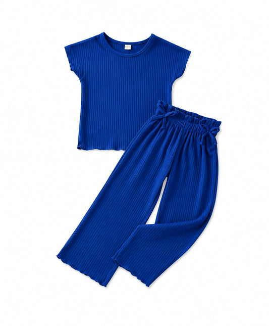 Girls Daisy Ribbed Flare Top & Pant Set