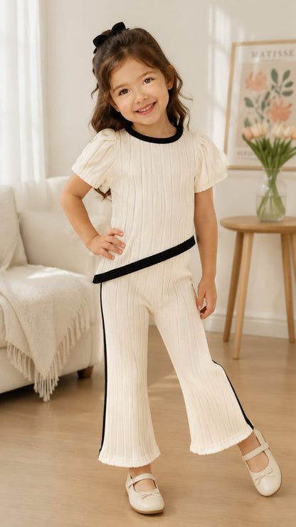 Girls Ribbed Flare Top & Pant Set
