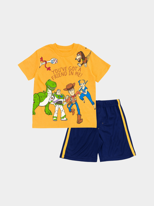 Boys Pixar Toy Story T-Shirt & Shorts Set - Orange "You've Got a Friend in Me" Outfit - Childrengoods