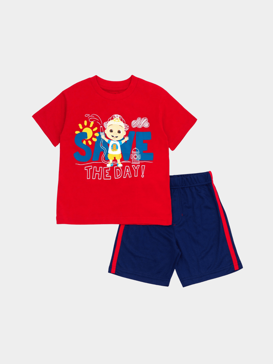 Boys' "Save The Day!" Firefighter T-Shirt & Mesh Shorts Set - Childrengoods