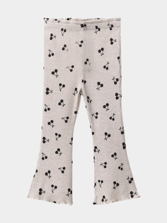 Girls' Cherry Print Ribbed Flared Pants - Childrengoods